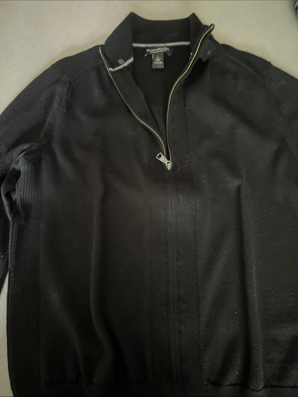 Banana Republic Men's Black Quarter-Zip Pullover Sweater